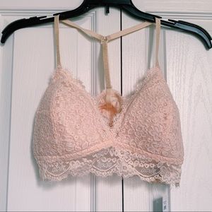 Aerie Light Pink Lace Bralette, Size Large